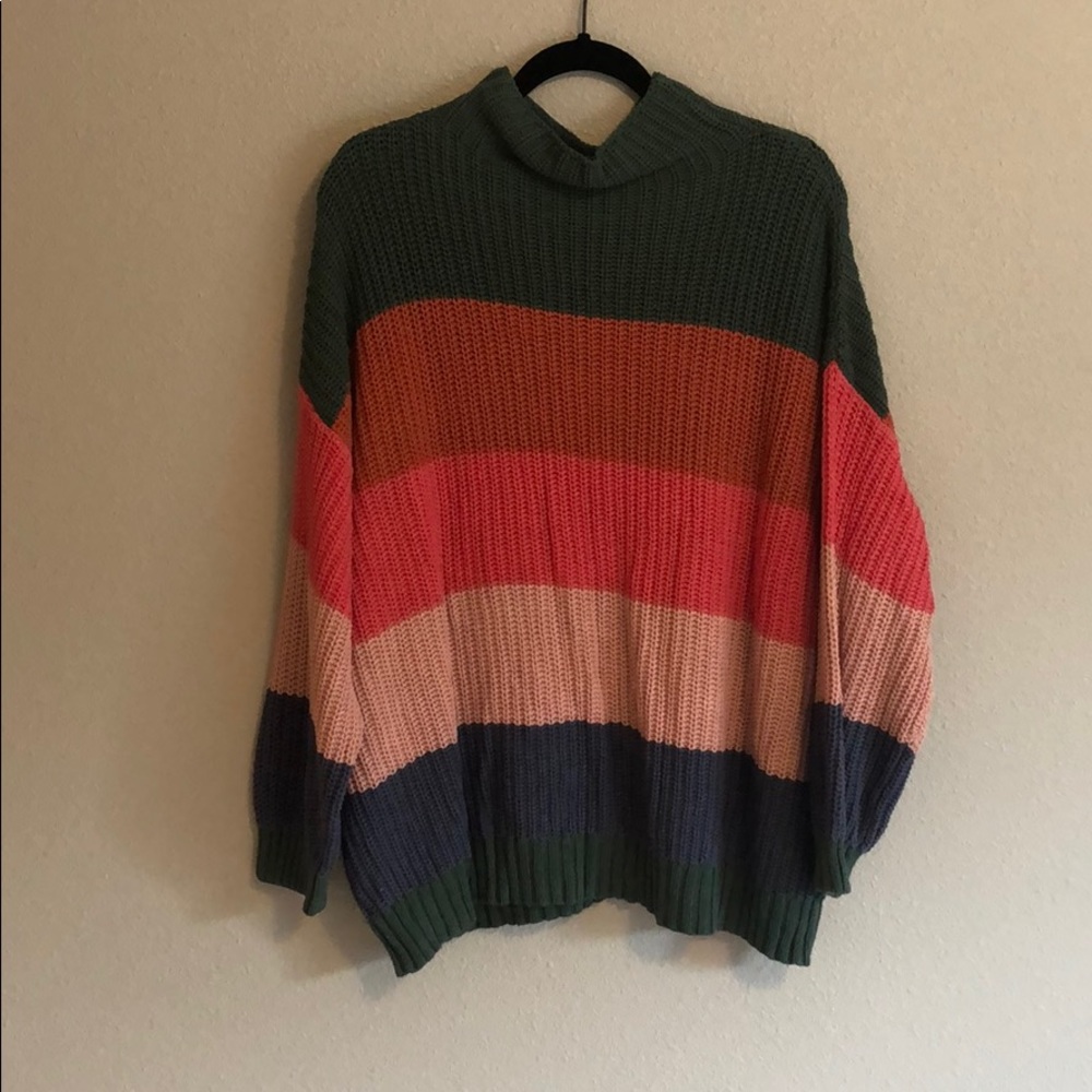 American Eagle Color-Block Turtleneck Sweater